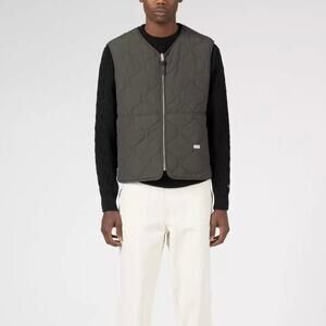 Knickerbocker Suffolk Reverse Quilted Khaki Forest Vest S NEW Water Repellant